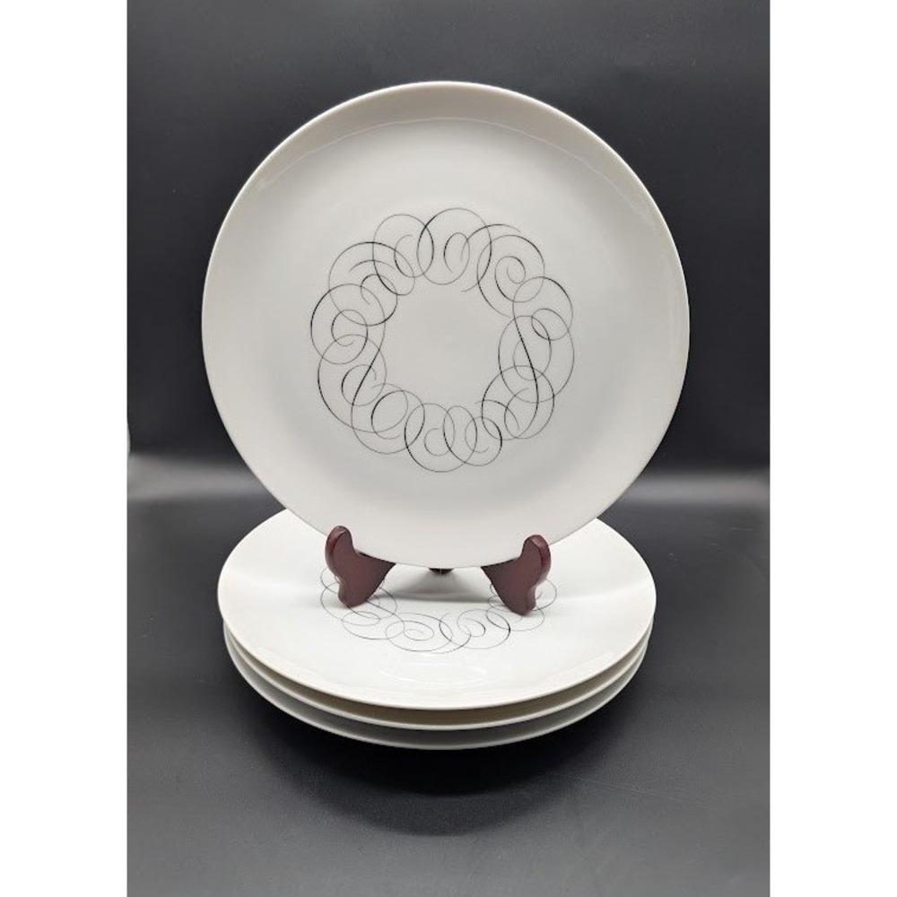 4 Set Raymond Loewy Continental China Script 10" Dinner Plate MCM Rosenthal